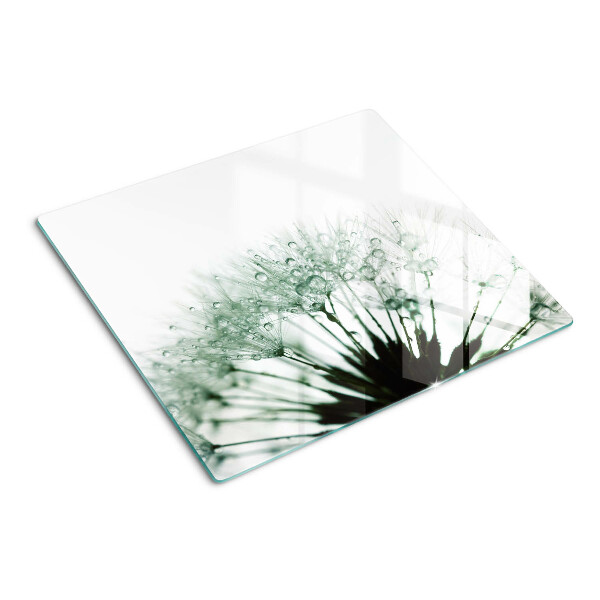 Snijplanken glas Paardenbloemen met waterdruppels