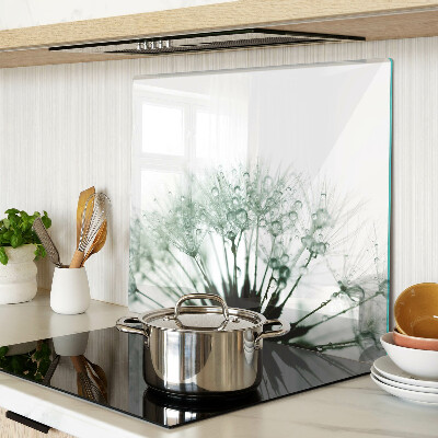 Snijplanken glas Paardenbloemen met waterdruppels