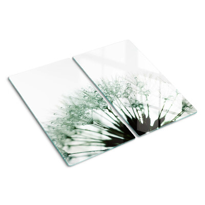 Snijplanken glas Paardenbloemen met waterdruppels