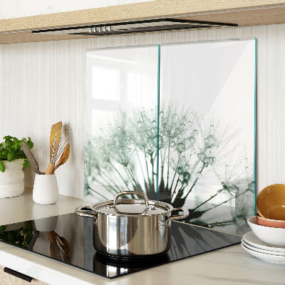 Snijplanken glas Paardenbloemen met waterdruppels