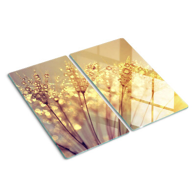 Glazen snijplanken Bloemen met waterdruppels