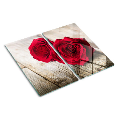 Snijplanken glas Rode rozen op een houten achtergrond