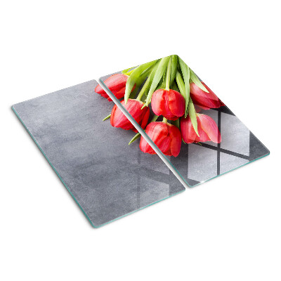 Snijplanken glas Tulpen op een grijze achtergrond