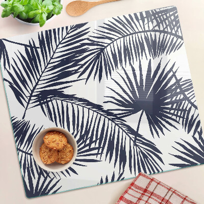 Glazen snijplanken Palmbladeren op een witte achtergrond