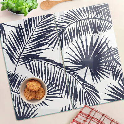 Glazen snijplanken Palmbladeren op een witte achtergrond