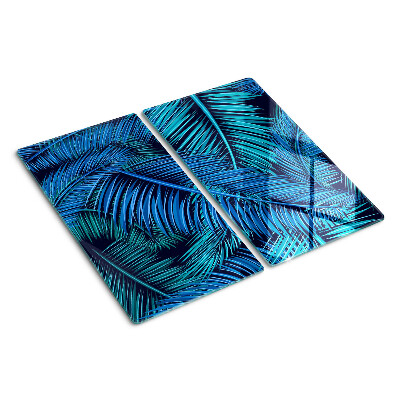 Snijplanken glas Palmbladeren in tinten blauw