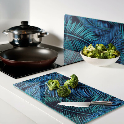 Snijplanken glas Palmbladeren in tinten blauw