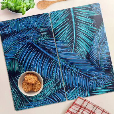 Snijplanken glas Palmbladeren in tinten blauw