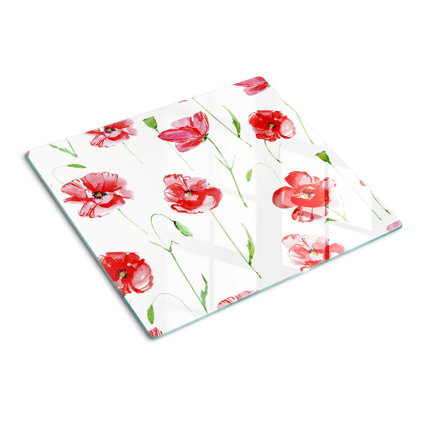 Snijplanken glas Klaproospatroon met bloemen