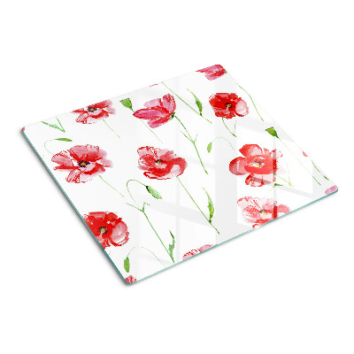 Snijplanken glas Klaproospatroon met bloemen
