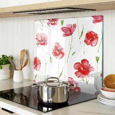 Snijplanken glas Klaproospatroon met bloemen