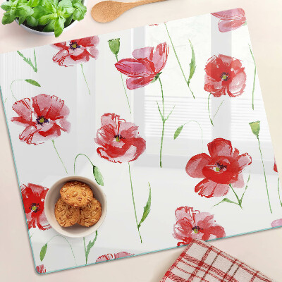 Snijplanken glas Klaproospatroon met bloemen