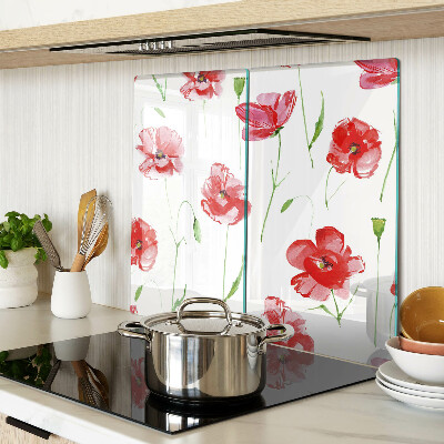 Snijplanken glas Klaproospatroon met bloemen