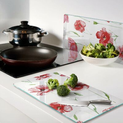 Snijplanken glas Klaproospatroon met bloemen