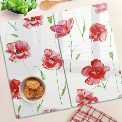 Snijplanken glas Klaproospatroon met bloemen