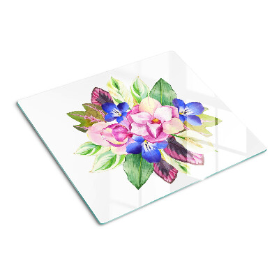 Glazen snijplanken Bloemenpatroon met roze en blauwe bloemen