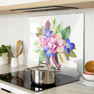 Glazen snijplanken Bloemenpatroon met roze en blauwe bloemen