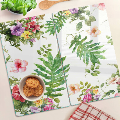 Snijplanken glas Bloemenpatroon met bladeren