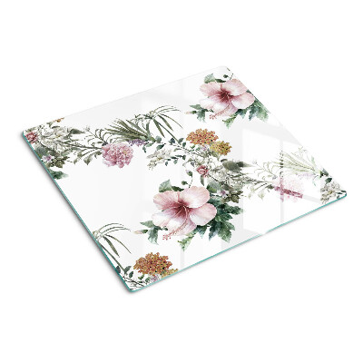Snijplanken glas Bloemenpatroon met hibiscus