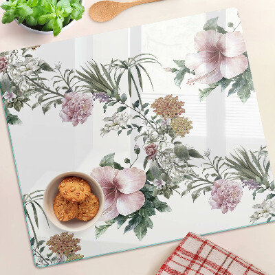 Snijplanken glas Bloemenpatroon met hibiscus