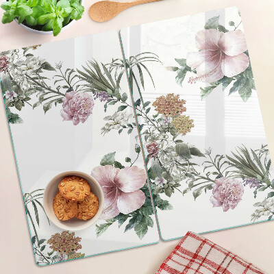 Snijplanken glas Bloemenpatroon met hibiscus