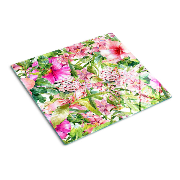 Glazen snijplanken Bloemen tropisch patroon