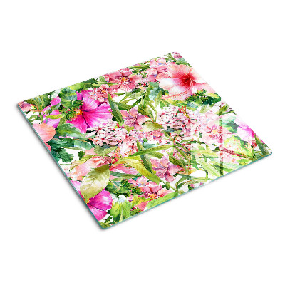Glazen snijplanken Bloemen tropisch patroon