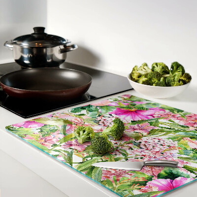 Glazen snijplanken Bloemen tropisch patroon
