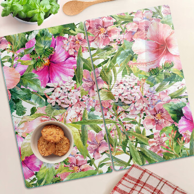 Glazen snijplanken Bloemen tropisch patroon