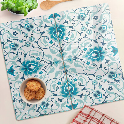 Glazen snijplanken Bloemenpatroon in tinten blauw