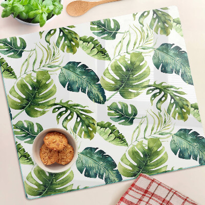 Snijplanken glas Monstera-bladeren in tinten groen