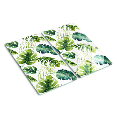 Snijplanken glas Monstera-bladeren in tinten groen
