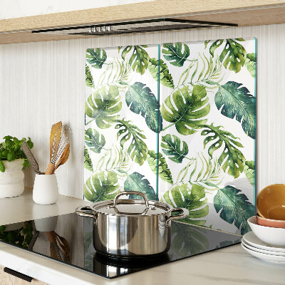 Snijplanken glas Monstera-bladeren in tinten groen