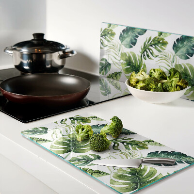 Snijplanken glas Monstera-bladeren in tinten groen