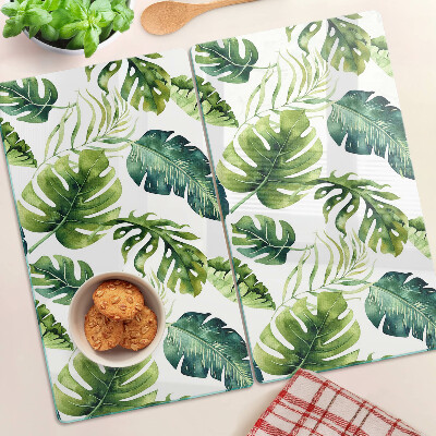 Snijplanken glas Monstera-bladeren in tinten groen