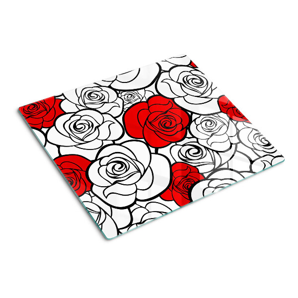 Snijplanken glas Rozen in wit en rood