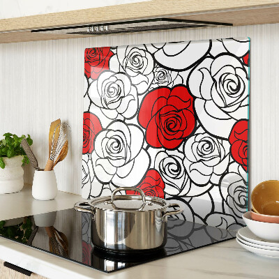 Snijplanken glas Rozen in wit en rood