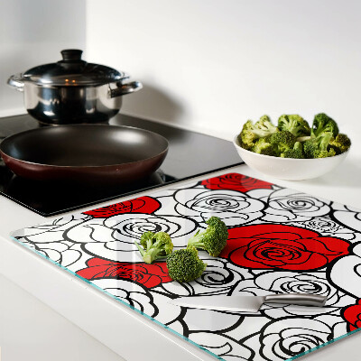 Snijplanken glas Rozen in wit en rood