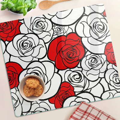 Snijplanken glas Rozen in wit en rood