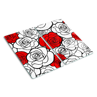 Snijplanken glas Rozen in wit en rood