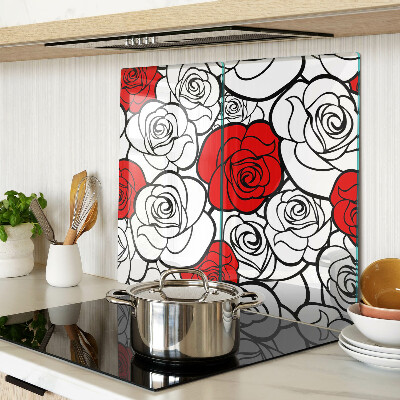 Snijplanken glas Rozen in wit en rood