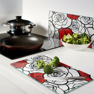 Snijplanken glas Rozen in wit en rood