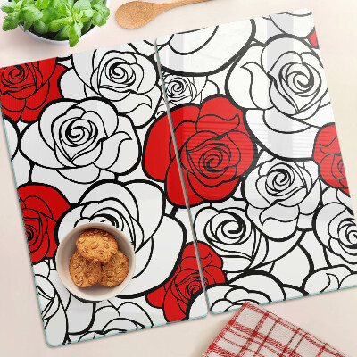 Snijplanken glas Rozen in wit en rood