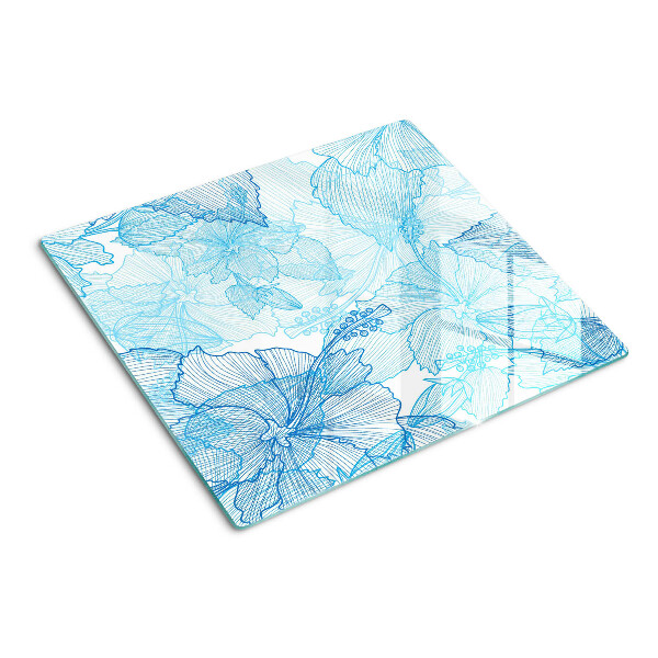 Snijplanken glas Bloemenpatroon in tinten blauw