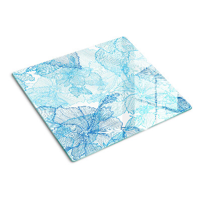 Snijplanken glas Bloemenpatroon in tinten blauw
