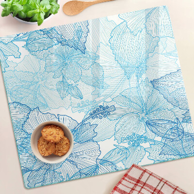 Snijplanken glas Bloemenpatroon in tinten blauw