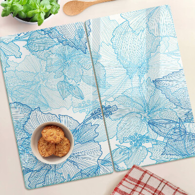 Snijplanken glas Bloemenpatroon in tinten blauw