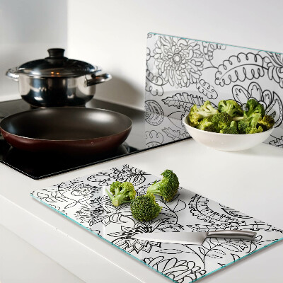 Snijplanken glas Bloemen doodle patroon