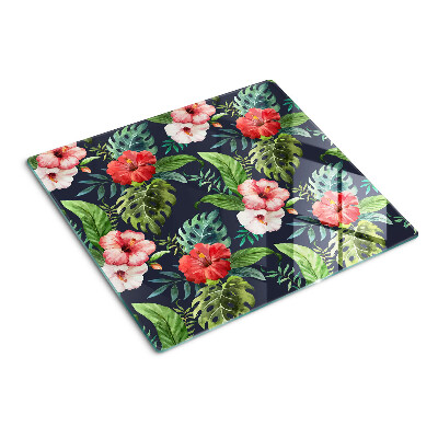 Snijplanken glas Tropische bloemen met bladeren