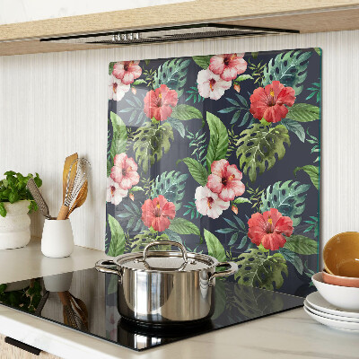 Snijplanken glas Tropische bloemen met bladeren